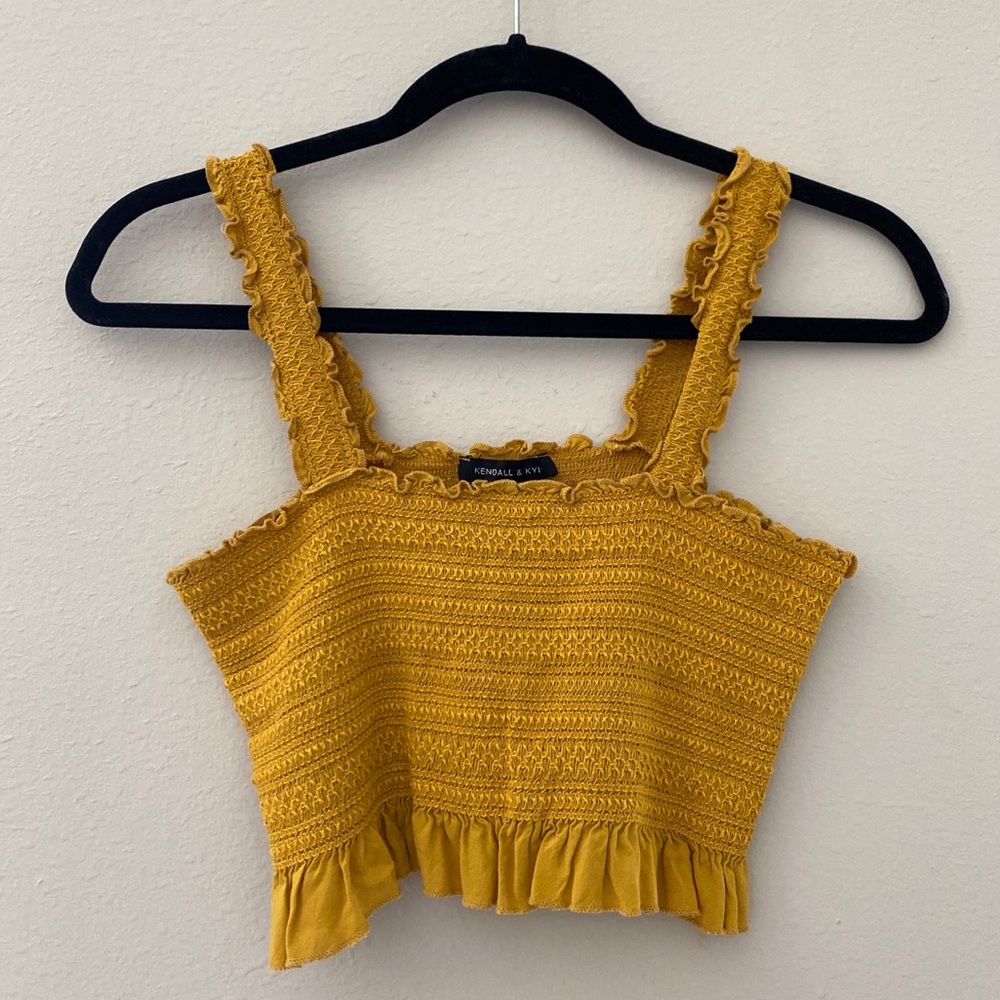 Kendall and Kylie Mustard cropped top